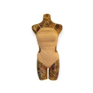 Who Wore What one piece beige monokini one piece Small swim wear